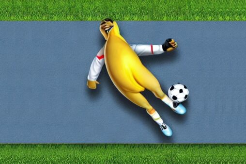 Banana madura jogando futebol